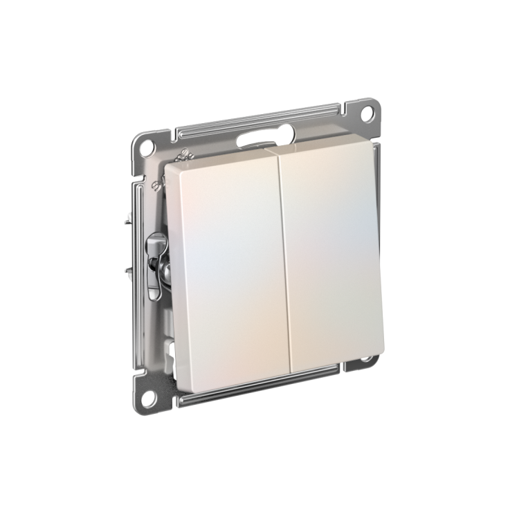 Картинка Systeme Electric AtlasDesign Жемчуг Выключатель 2-клавишный с самовозвратом, сх.2, 10А, механизм (ATN000417) в интернет-магазине Форум Электро в Москве
