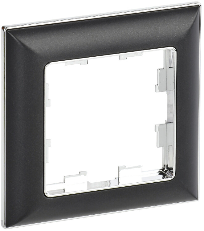 Картинка IEK BRITE DECOR Черный/хром 3D-форма Рамка 1-мест. РУ-1-Бр (BR-M12-12-2-K23) в интернет-магазине Форум Электро в Москве