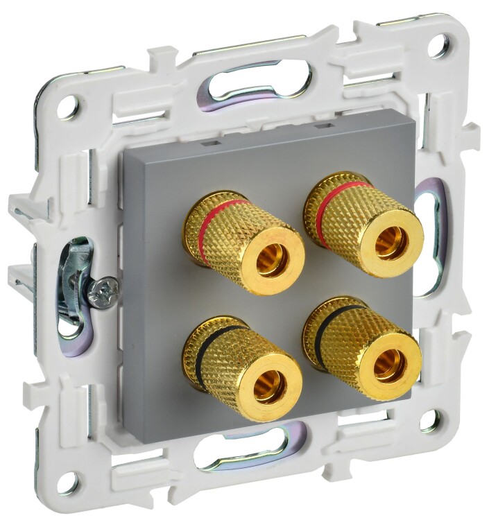 Картинка IEK SKANDY Серый Аудиорозетка 4-ая SK-A01Gr (SK-S40-K03) в интернет-магазине Форум Электро в Москве