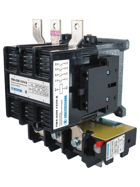 Электротехник ПМА-6200 УХЛ4 В, 380В, 2з+2р, 160А, нереверсивный, с реле РТТ-326 136-160А, IP00, пускатель электромагнитный (ЭТ) (ET255372) превью в интернет-магазине электрики Форум Электро в Москве