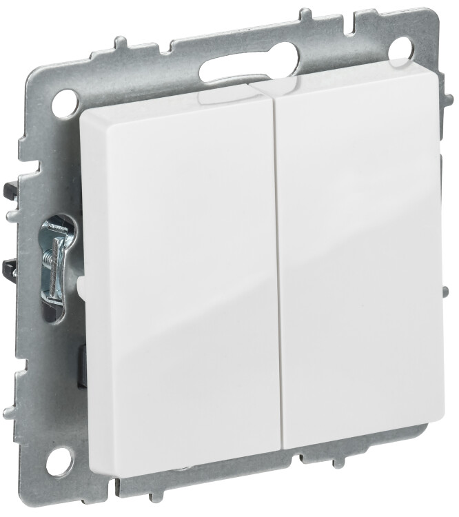 Картинка IEK BRITE Белый Выключ. 2-кл. перекр. 10А ВС10-2-3-БрБ (BR-V23-0-10-K01) в интернет-магазине Форум Электро в Москве