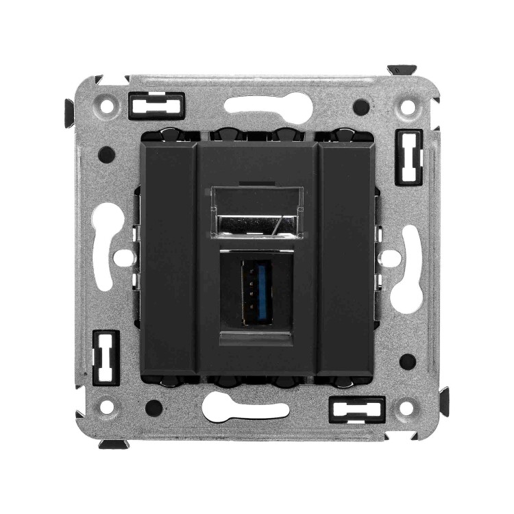 Картинка USB 3.0розетка одинарная в стену, тип А-А, "Avanti", "Черный матовый" (4412303) в интернет-магазине Форум Электро в Москве