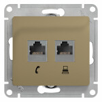 Картинка GLOSSA РОЗЕТКА двойная RJ11+RJ45, кат.5Е, механизм, ТИТАН (GSL000485) в интернет-магазине Форум Электро в Москве