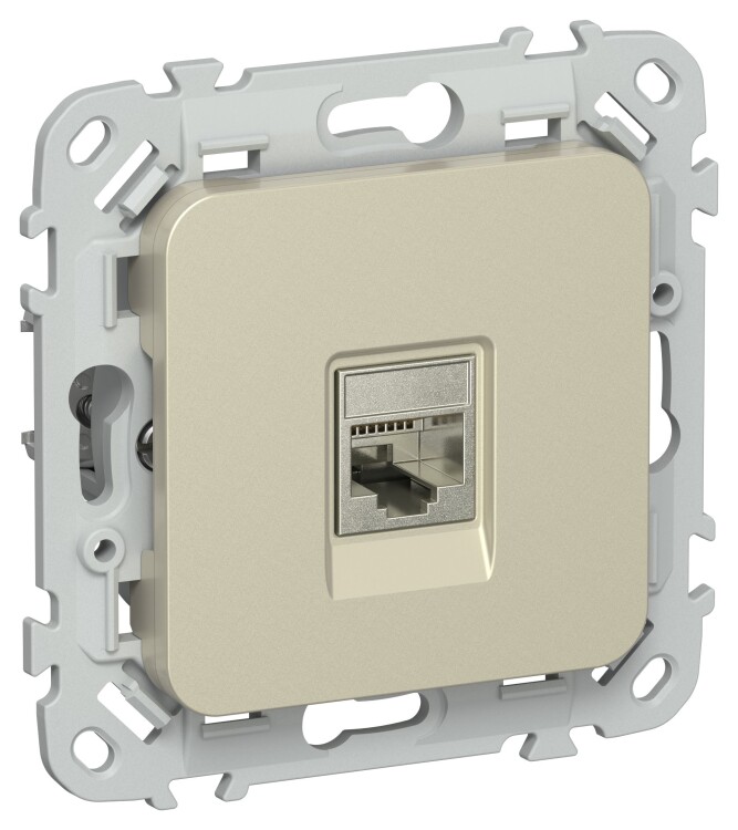 Картинка IEK FLITE Шампань Розетка компьютерная RJ45 категория 5Е STP (FI-K11-1-K37) в интернет-магазине Форум Электро в Москве