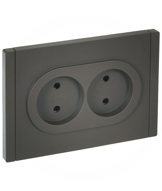 Картинка IEK FORTE&PIANO Серый Розетка 2-я б/з со шт безвинтовое крепление10А FP325 (FP-R23-10-1-K03) в интернет-магазине Форум Электро в Москве