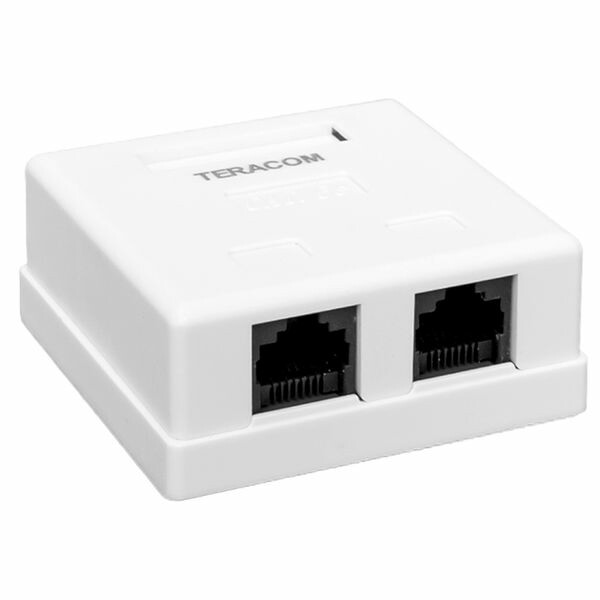 Картинка EKF Розетка настенная TERACOM Cat.5E неэкранированная 2 порта RJ-45 Dual IDC белая (TRC-WBOX-2RJ45-5EUTP-WH) в интернет-магазине Форум Электро в Москве