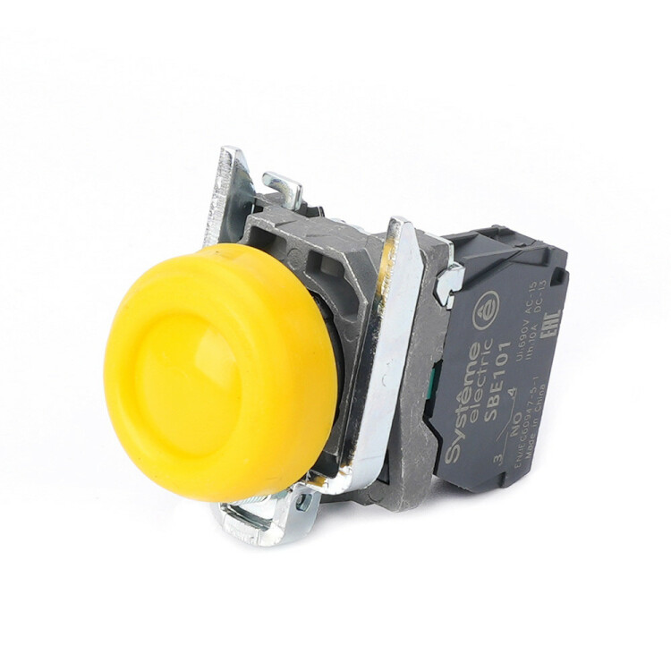 Systeme Electric Кнопка SB4 в сборе модульная 22мм выступающая желтая с возвратом металл 1НО (SB4BP51) превью в интернет-магазине электрики Форум Электро в Москве