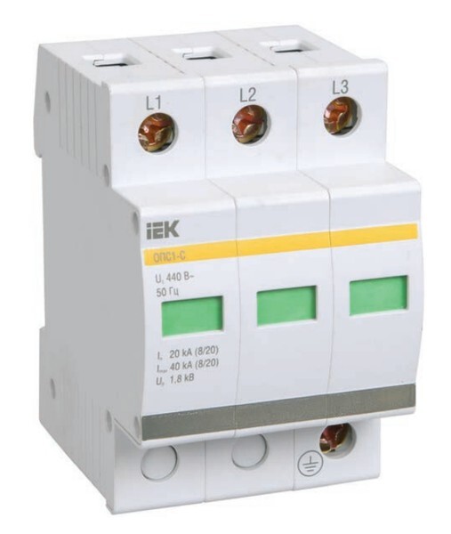 IEK Огр-ль имп. перенапр. ОПС1-C 3Р In=20kA Un=400B Im=40kA