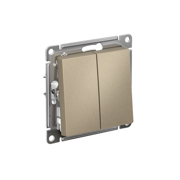Картинка Systeme Electric AtlasDesign Шампань Выключатель 2-клавишный с самовозвратом, сх.2, 10А, механизм (ATN000517) в интернет-магазине Форум Электро в Москве