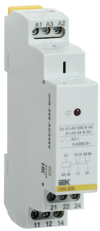 IEK ONI Промежуточное реле OIR 2 контакта (8А) 230 В AC (OIR-208-AC230V) превью в интернет-магазине электрики Форум Электро в Москве