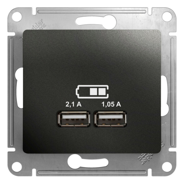 Картинка Systeme Electric Glossa Антрацит Розетка USB 5В/2,1А, 2х5В/1,05А (GSL000733) в интернет-магазине Форум Электро в Москве