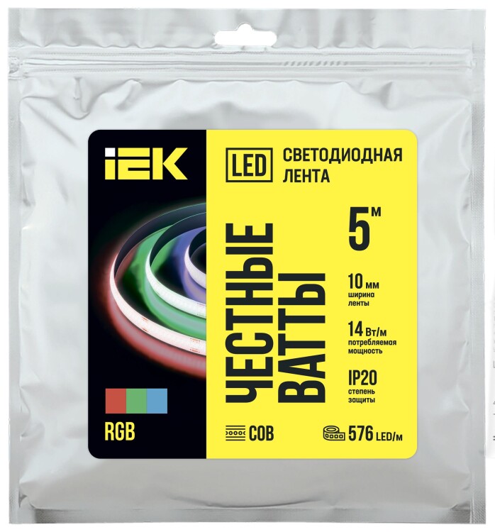 IEK Лента LED 5м COB-576LED 14Вт/м IP20 10мм 24В RGB (LSR11-3-576-20-3-05) превью в интернет-магазине электрики Форум Электро в Москве