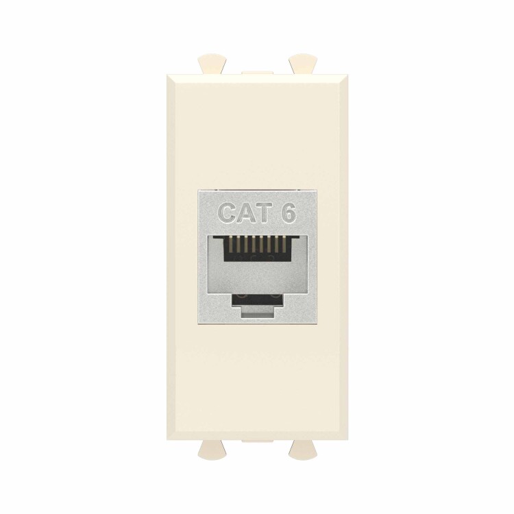 Картинка Компьютерная розетка RJ-45 без шторки модульная, кат.6 экранированная, "Avanti", "Ванильная дымка", 1 модуль (4405791) в интернет-магазине Форум Электро в Москве