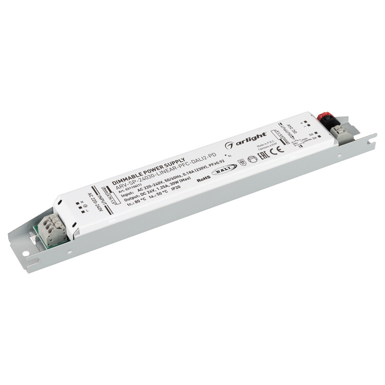 Блок питания ARV-SP-24030-LINEAR-PFC-DALI2-PD (24V, 1.25A, 30W) (Arlight, IP20 Металл, 5 лет) (031106(1)) превью в интернет-магазине электрики Форум Электро в Москве