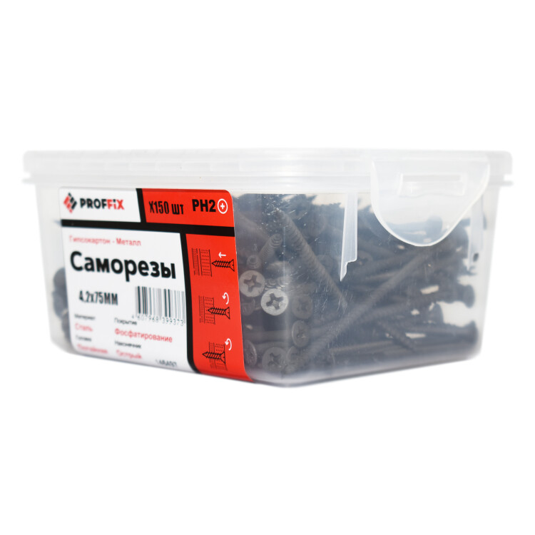 Саморез СГМ 4,2х75 (TWN) (150 шт) - контейнер PROFFIX (146497) превью в интернет-магазине электрики Форум Электро в Москве