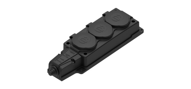 Картинка Systeme Electric MultiSet Черная Колодка 3х розетка 2К+З каучуковая 16А/250В IP44 (MST4103BK) в интернет-магазине Форум Электро в Москве