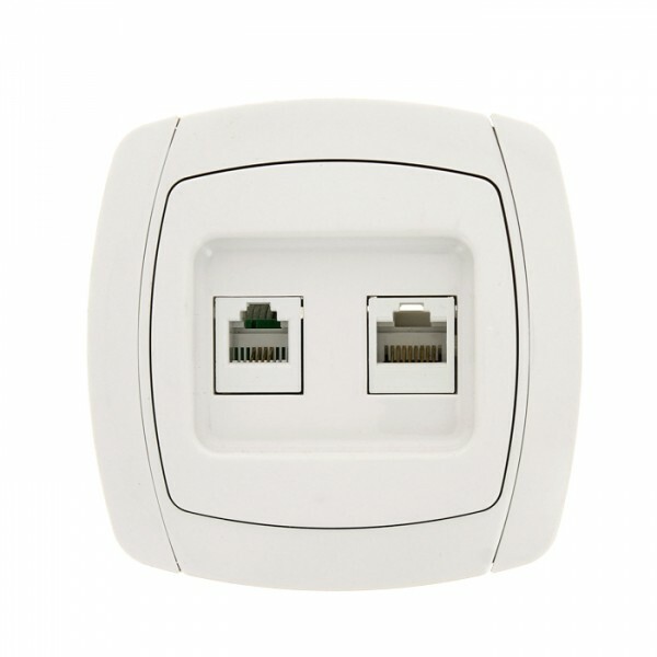 Картинка "Париж" Розетка RJ-45+Phone 1A 120В белая EKF (ESK01-135-10) в интернет-магазине Форум Электро в Москве