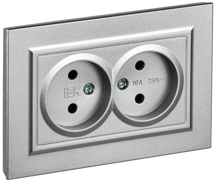 Картинка BRITE Роз. 2-я без з/к/ш 10А в сб. РС12-2-БрА алюм. IEK (BR-R20-10-K47-F) в интернет-магазине Форум Электро в Москве