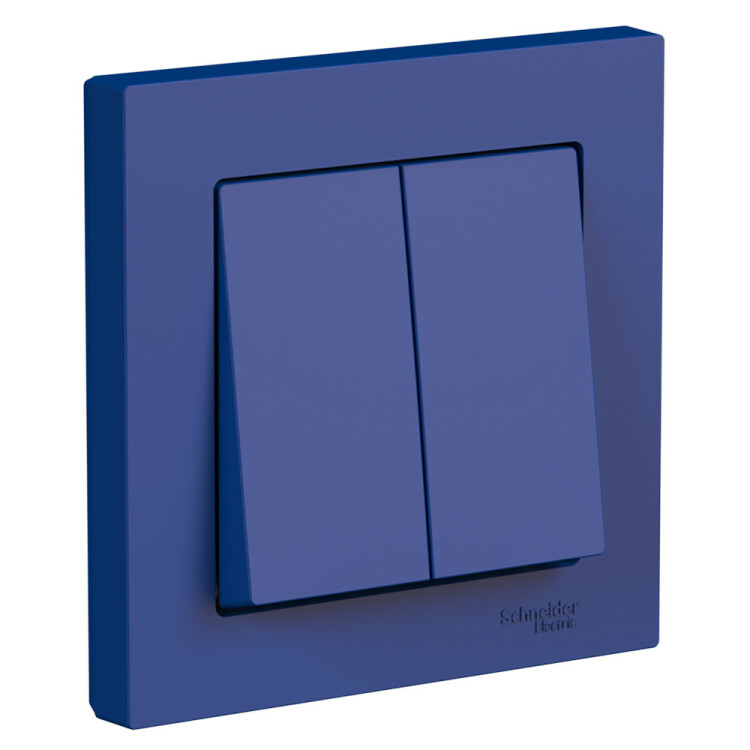 Картинка Systeme Electric AtlasDesign Аквамарин Выключатель 2-клавишный, сх.5, 10АХ, в сборе (ATN001152) в интернет-магазине Форум Электро в Москве