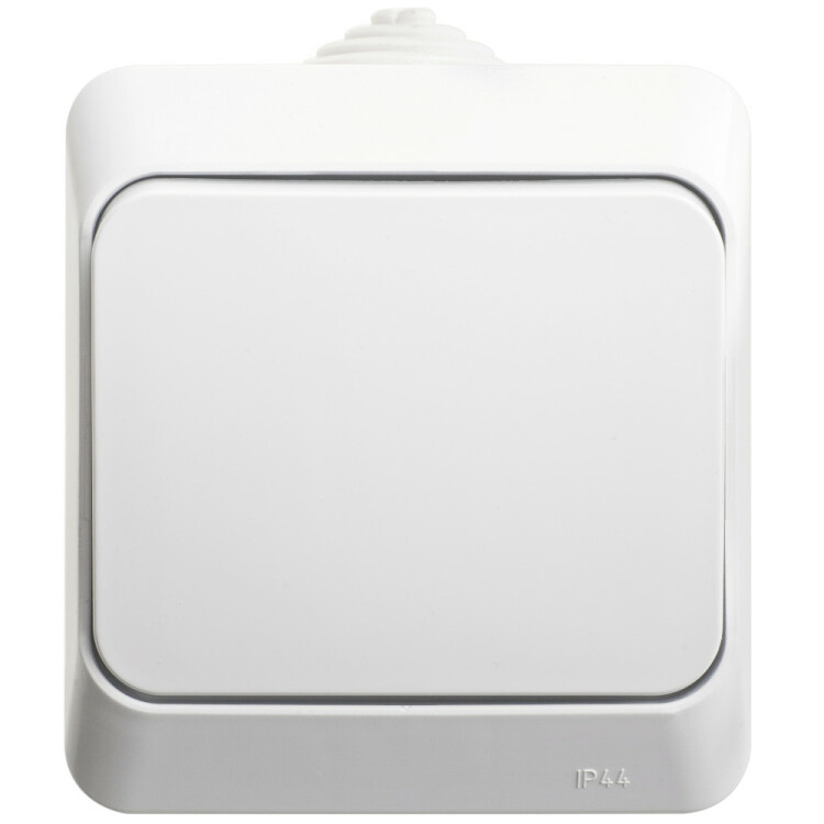 Картинка ЭТЮД IP44 О/У 1-клавишный ПЕРЕКЛЮЧАТЕЛЬ 10 АХ, БЕЛЫЙ, Россия (BA10-046B) в интернет-магазине Форум Электро в Москве