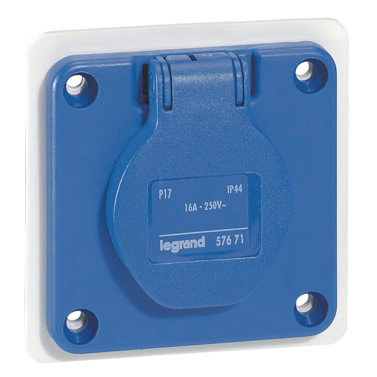 Legrand Розетка фр.ст. 16А 2К+З 230В IP44 син.75х75 со шторк.. (057671) превью в интернет-магазине электрики Форум Электро в Москве