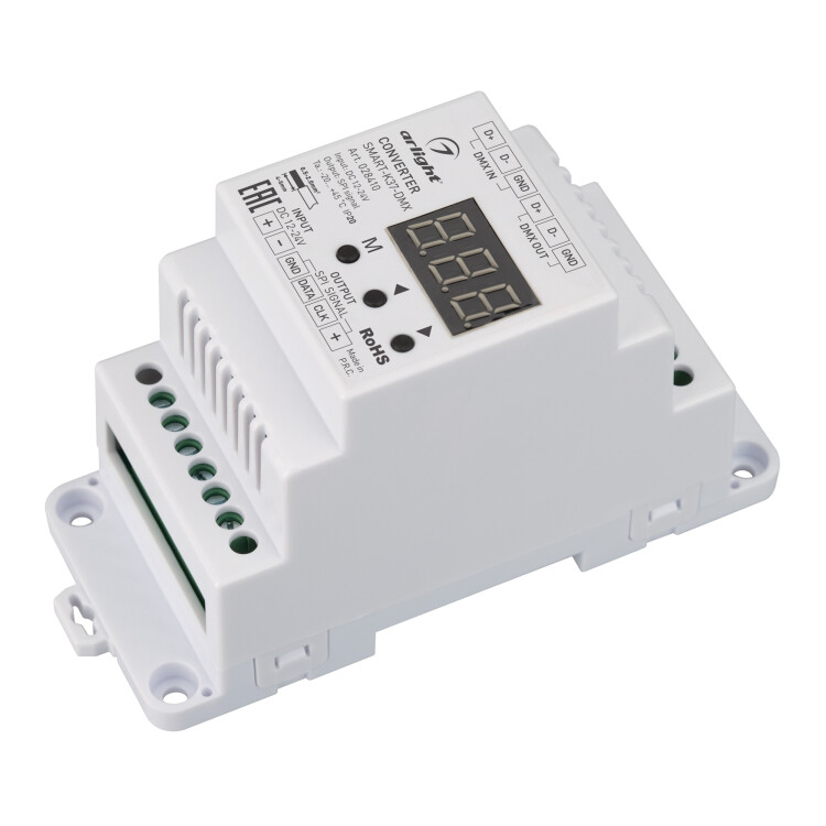 Arlight Конвертер SMART-K37-DMX (12-24V, SPI, DIN, 2.4G) (Металл) (028410) превью в интернет-магазине электрики Форум Электро в Москве