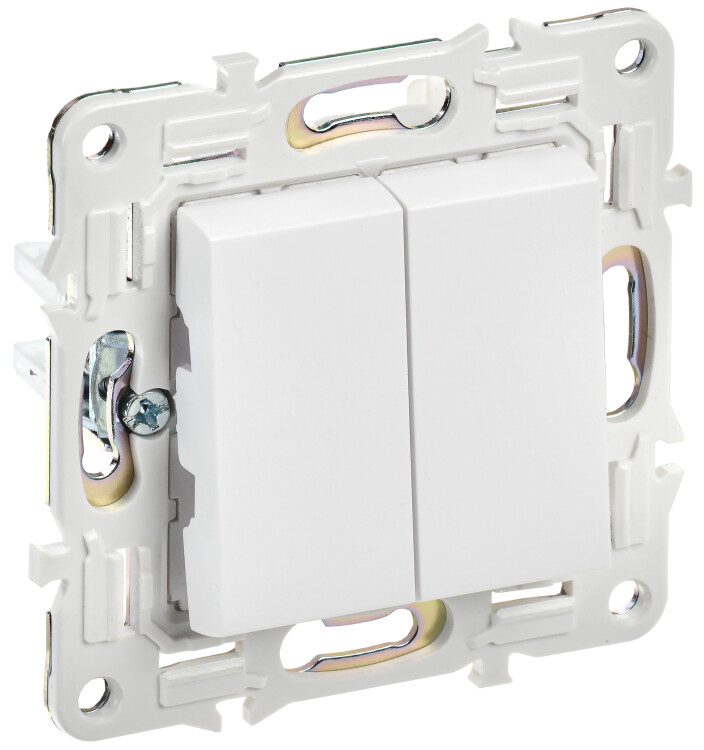 Картинка IEK SKANDY Арктический белый Выключатель 2-клавишный перекрестный 10А SK-V06W (SK-V23-0-10-K01) в интернет-магазине Форум Электро в Москве