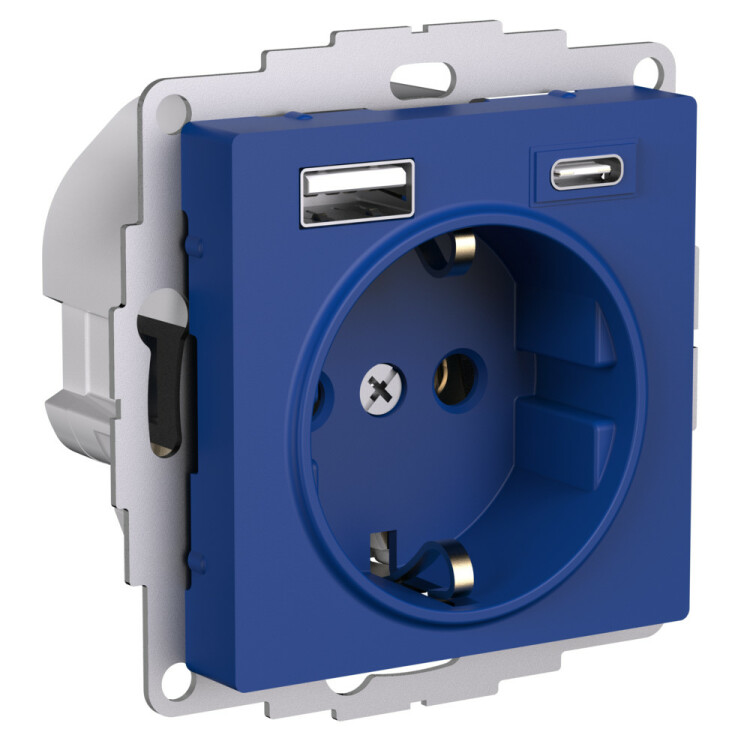 Фотография Systeme Electric AtlasDesign Аквамарин Розетка 16А c 2 USB A+C, 5В/2,4А/3,0А, 2х5В/1,5А, механизм (ATN001132) в интернет-магазине Форум Электро в Москве Картинка Systeme Electric AtlasDesign Аквамарин Розетка 16А c 2 USB A+C, 5В/2,4А/3,0А, 2х5В/1,5А, механизм (ATN001132) в интернет-магазине Форум Электро в Москве