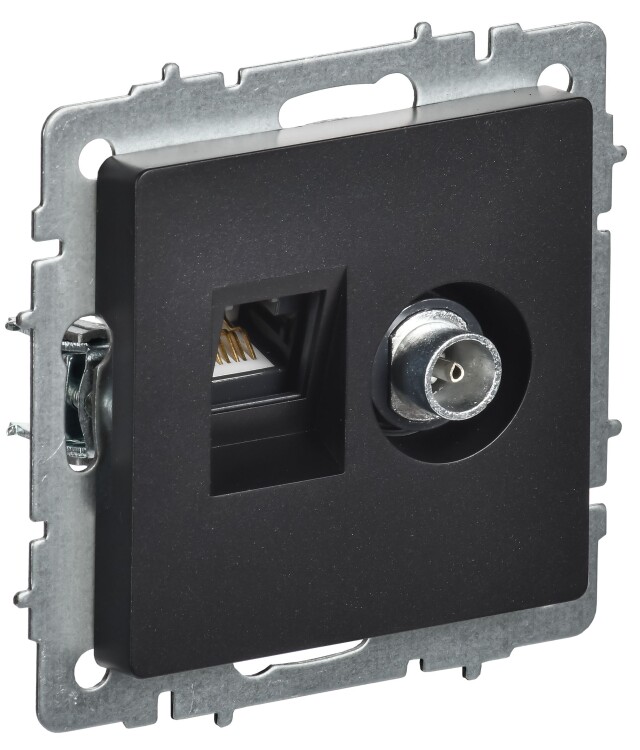 BRITE Роз. двойная TV+RJ45 кат.5E РТВ/РК12-БрЧ черн. IEK (BR-AK20-1-K02) превью в интернет-магазине электрики Форум Электро в Москве