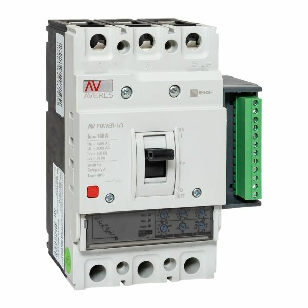 EKF AVERES Автоматический выключатель AV POWER-1/3 160А 100kA ETU2.2 (mccb-13-160H-2.2-av) превью в интернет-магазине электрики Форум Электро в Москве