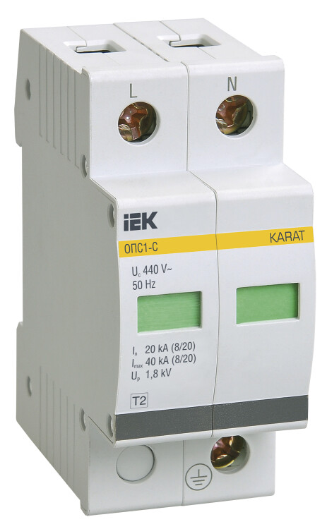 IEK KARAT Ограничитель имп. перенапр. ОПС1-C 2Р In=20kA Un=400B Im=40kA (MOP20-2-C) превью в интернет-магазине электрики Форум Электро в Москве