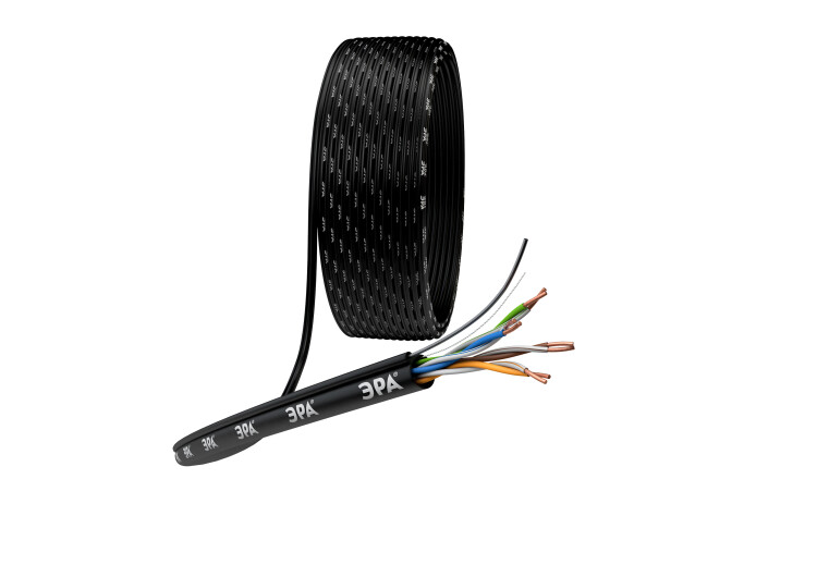 ЭРА U-4-PE-T Кабель витая пара U/UTP Cat5e 4x2x24 AWG CU PE + ТРОС OUTDOOR 305 м (Б0044432) превью в интернет-магазине электрики Форум Электро в Москве