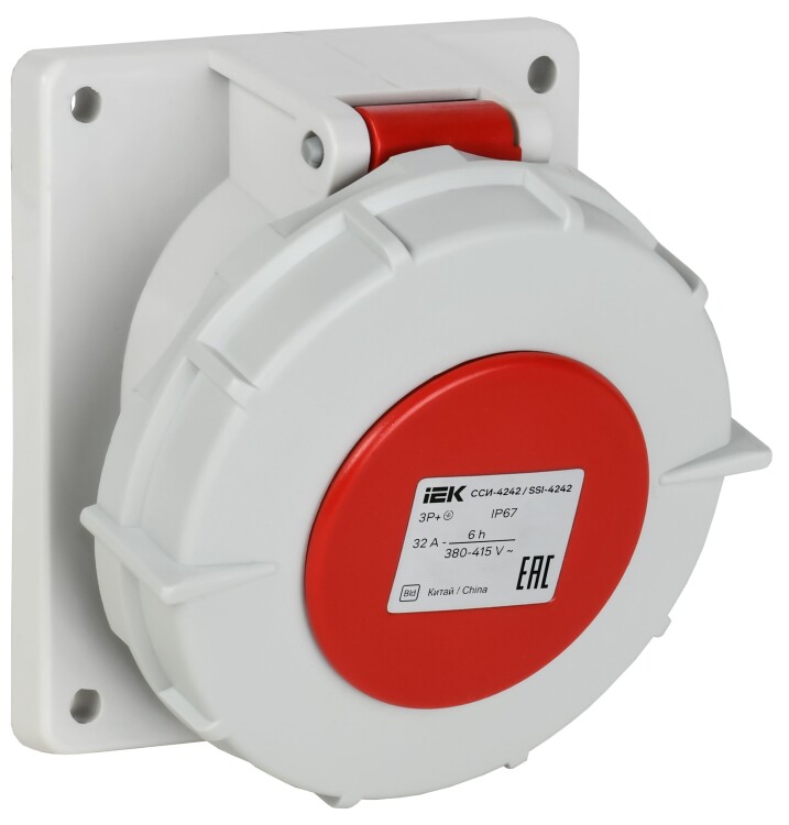 Розетка встр. угл. ССИ-4242 32А-6ч 380В 3P+PE IP67 IEK (PSR42-032-4-0-67) превью в интернет-магазине электрики Форум Электро в Москве