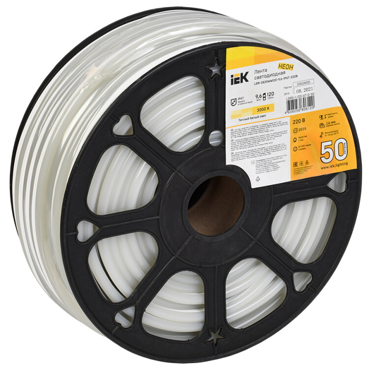 Лента LED "неон" 50м LSR-2835WW120-9,6-IP67-220В IEK (LSR5-1-120-67-0-50) превью в интернет-магазине электрики Форум Электро в Москве