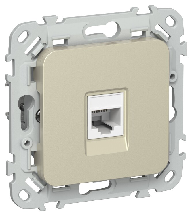 Картинка IEK FLITE Шампань Розетка компьютерная RJ45 категория 5Е UTP (FI-K12-1-K37) в интернет-магазине Форум Электро в Москве