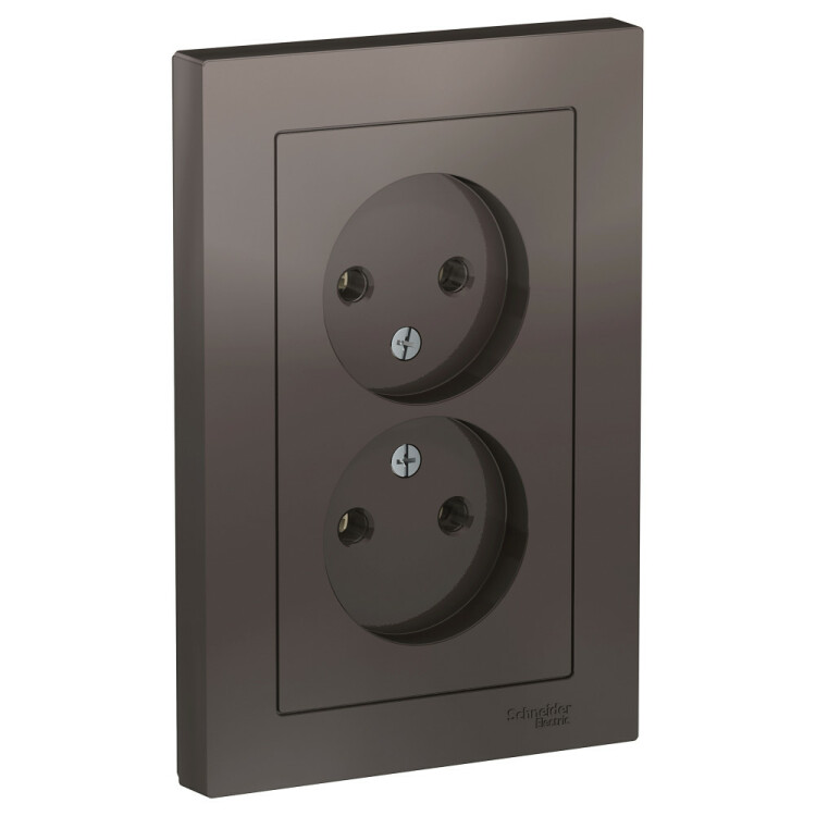 Картинка Systeme Electric AtlasDesign Мокко Розетка б/з двойная, 16А, в сборе (ATN000620) в интернет-магазине Форум Электро в Москве
