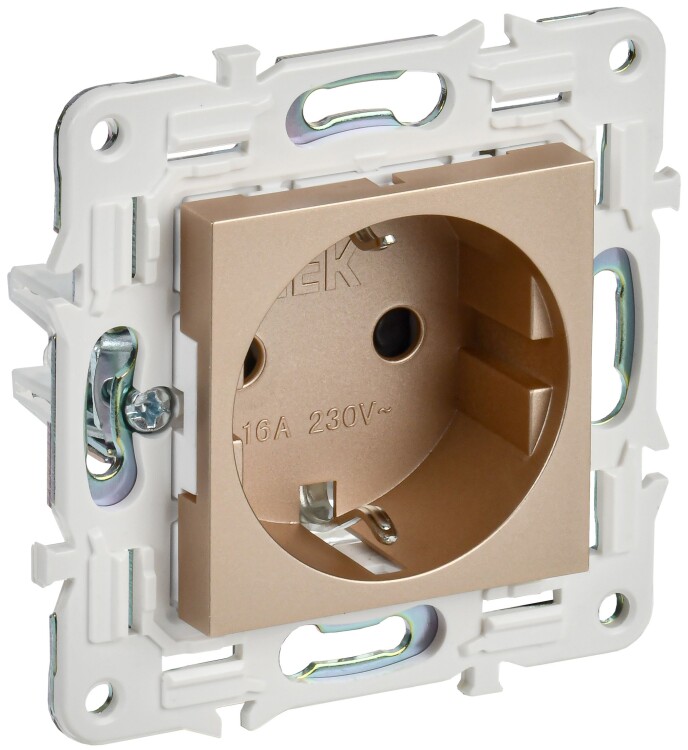 Картинка IEK SKANDY Песочный Розетка с/з с защитными шторками 16А SK-R04Sa (SK-R14-16-K98) в интернет-магазине Форум Электро в Москве