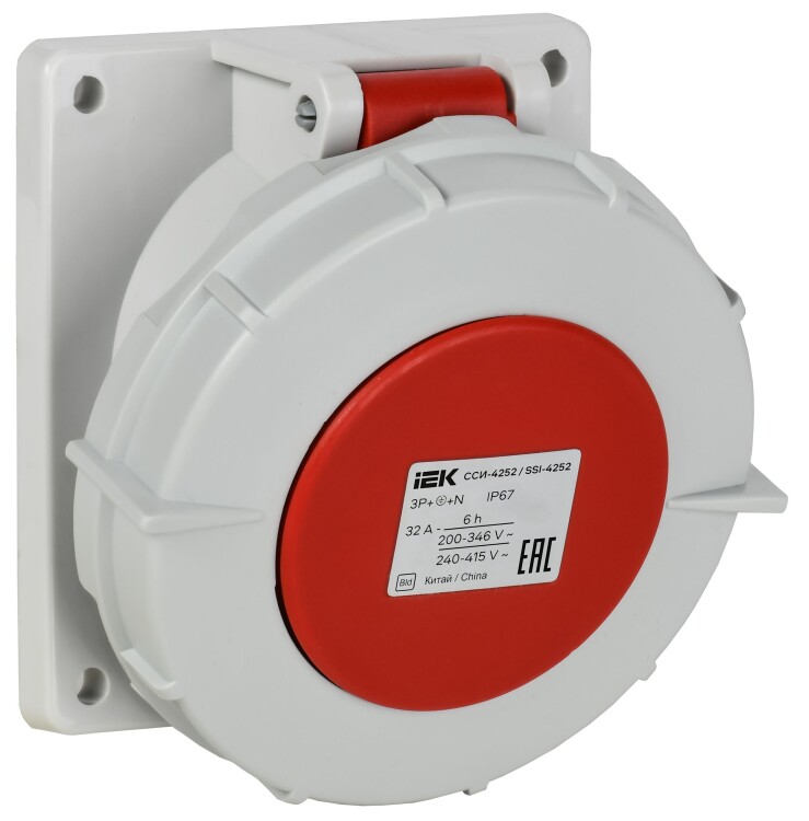Розетка встр. угл. ССИ-4252 32А-6ч 380В 3P+PE+N IP67 IEK (PSR42-032-5-0-67) превью в интернет-магазине электрики Форум Электро в Москве