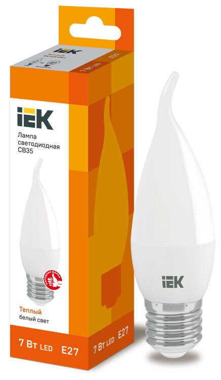 IEK Лампа светодиодная ECO CB35 свеча на ветру 7Вт 230В 3000К E27