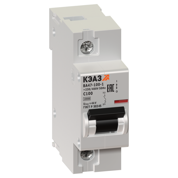 КЭАЗ ВА47-100 Автоматический выключатель 1P 20A D 10кА AC(ВА47-100-1D20-УХЛ3) (233043) превью в интернет-магазине электрики Форум Электро в Москве