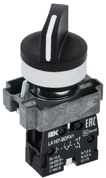 IEK Переключатель LA167-BDF41 2 полож. 1NO черный (BSW20-BDF41-1-24-67-2-K02) превью в интернет-магазине электрики Форум Электро в Москве