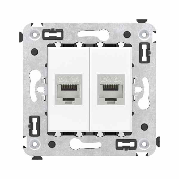 Картинка Компьютерная розетка RJ-45 без шторки в стену, кат.6А двойная экранированная, "Avanti", "Белое облако" (4400774) в интернет-магазине Форум Электро в Москве