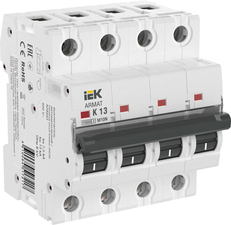 IEK ARMAT Автоматический выключатель M10N 4P K 13А (AR-M10N-4-K013) превью в интернет-магазине электрики Форум Электро в Москве