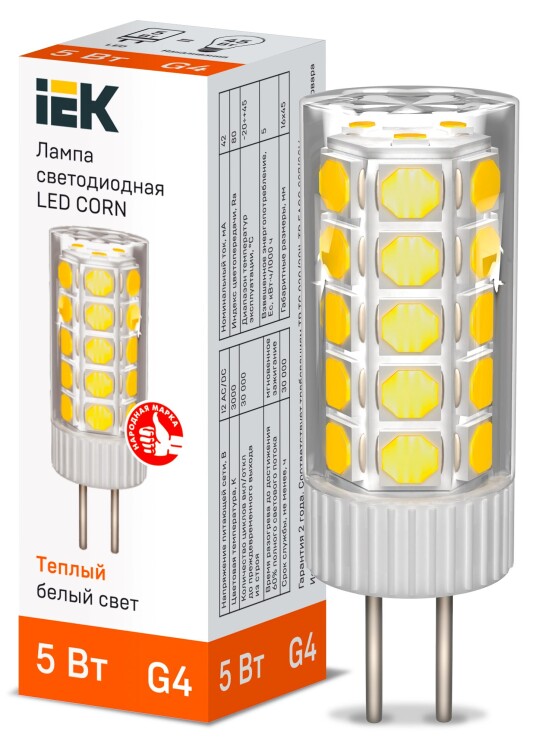 IEK Лампа LED CORN капсула 5Вт 12В 3000К керамика G4 (LLE-CORN-5-012-30-G4) превью в интернет-магазине электрики Форум Электро в Москве