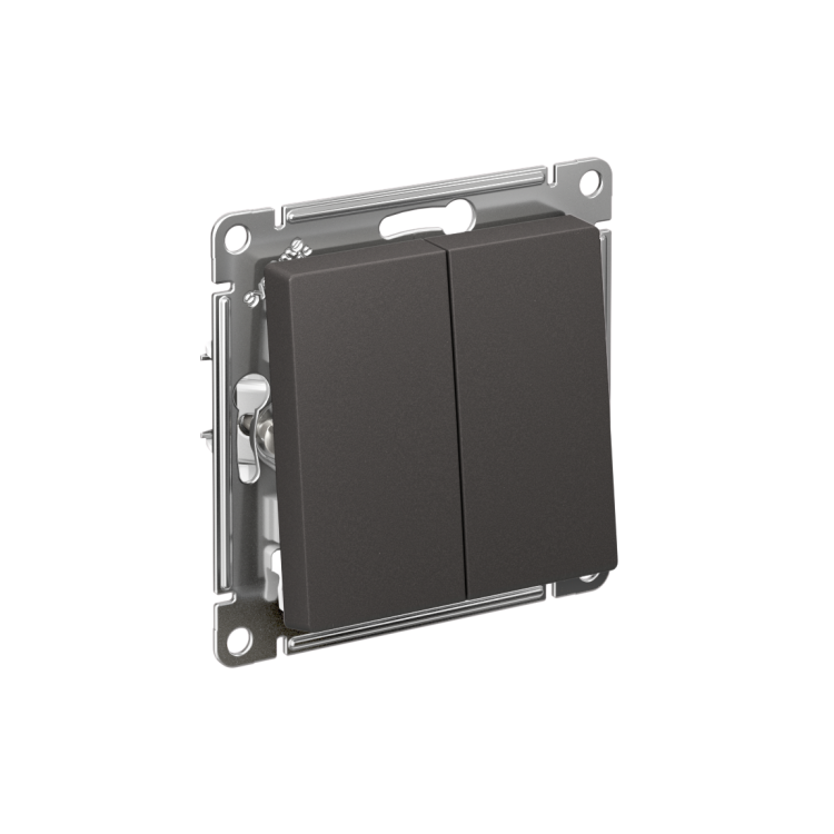 Картинка Systeme Electric AtlasDesign Базальт Выключатель 2-клавишный с самовозвратом, сх.5, 10АХ, механизм (ATN001417) в интернет-магазине Форум Электро в Москве