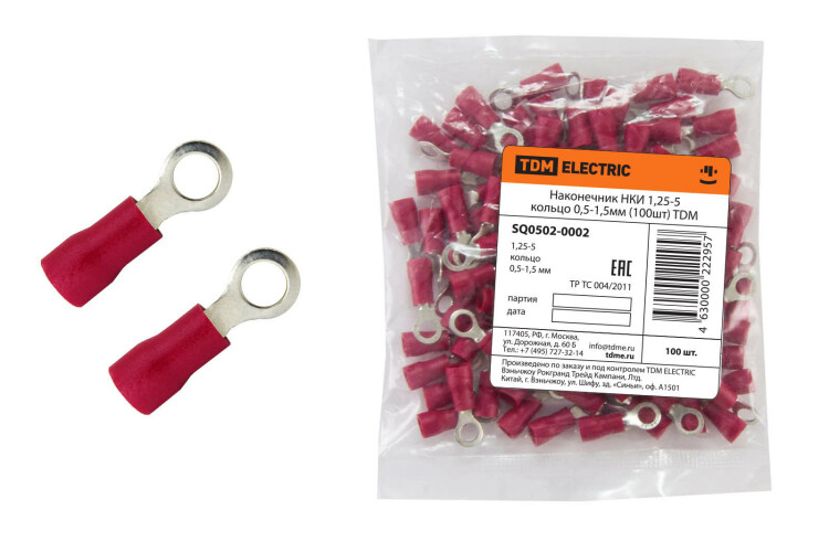 TDM Наконечник НКИ 1,25-5 кольцо 0,5-1,5мм (100шт) (=this.property.MANUFACTURERCODE}) фото в интернет-магазине Форум Электро в Москве