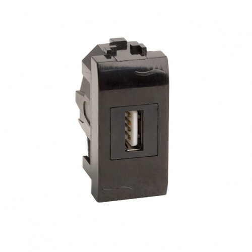 Картинка USB 2.0 розетка, Brava, черная, 1 мод. (77200N) в интернет-магазине Форум Электро в Москве