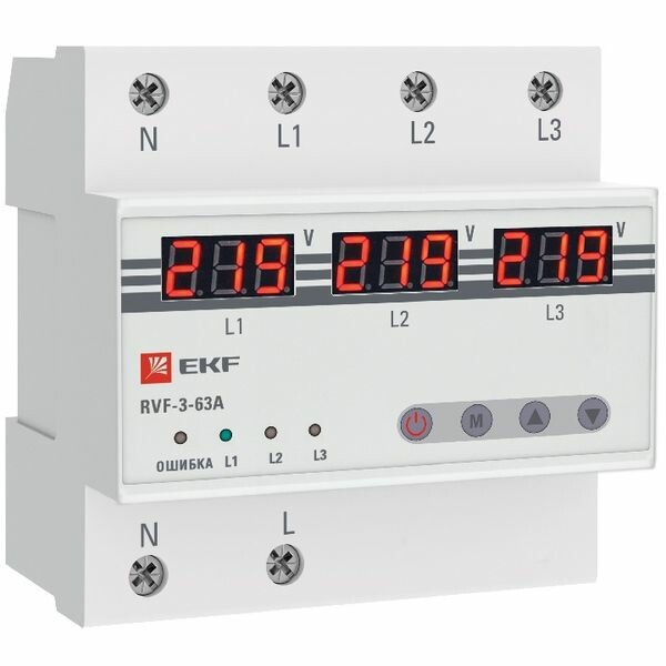 EKF PROxima Реле выбора фаз с дисплеем RVF-3-63А (RVF-3-63a) превью в интернет-магазине электрики Форум Электро в Москве