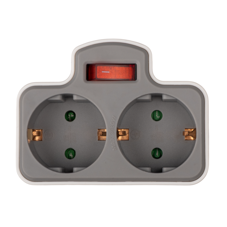 Картинка Разветвитель JAZZway AD-2GS-gy заземл., выкл. (.5063983) в интернет-магазине Форум Электро в Москве
