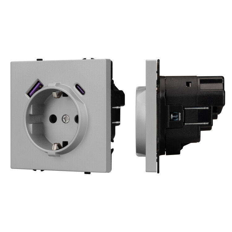 Картинка Arlight Механизм розетки с USB зарядкой SCT-NOBE-MUAC-SFPL-IS (230V, 16A) (Никель) (059445) в интернет-магазине Форум Электро в Москве